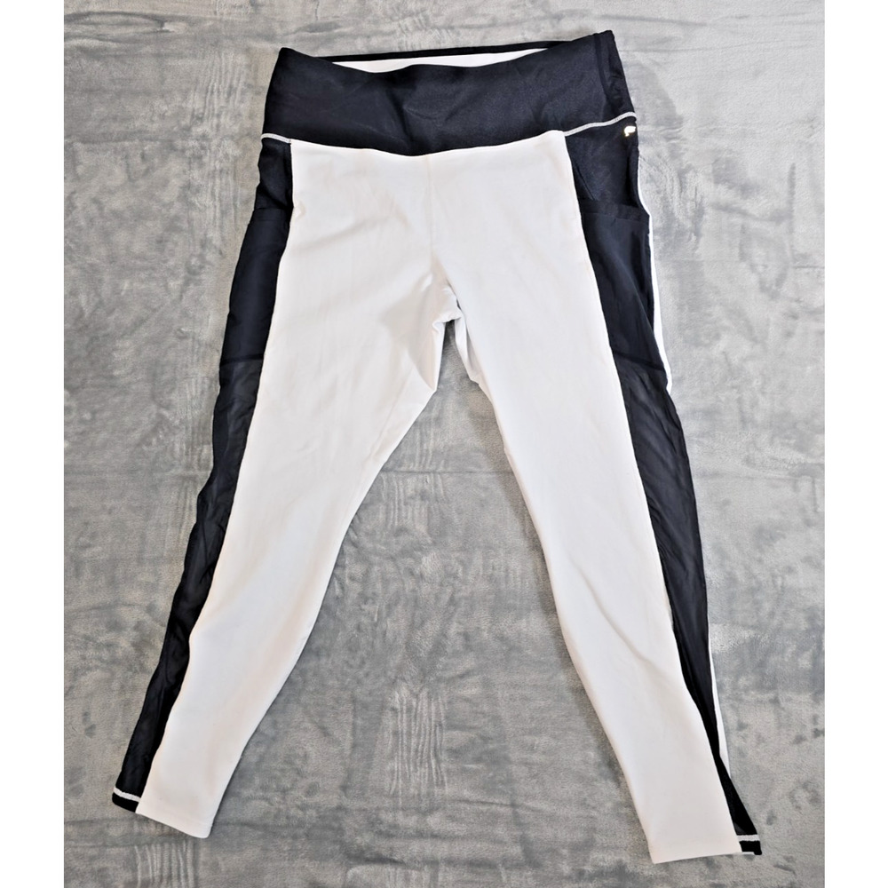 Powerhold Womens Leggings Blk & White Side Pockets Sizw 2x C0110